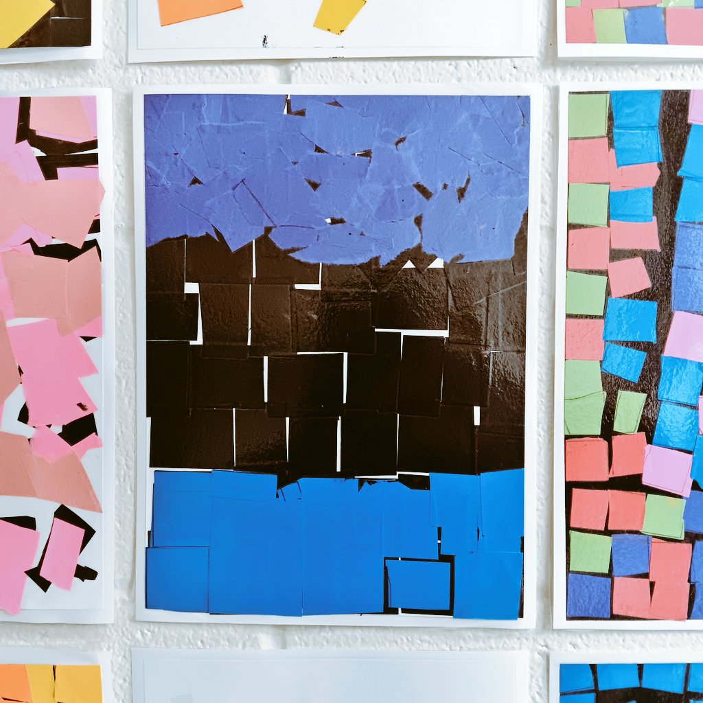 2nd Grade - It was a lot of fun for the 2nd graders to begin creating abstract art inspired by Kandinsky.