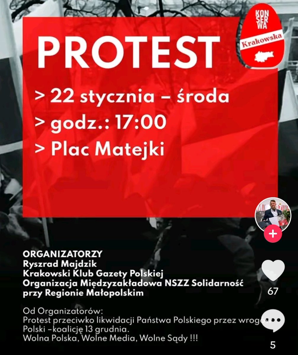 KnightCziwi's tweet image. Kraków ‼️
Prostest przeciwko rządowi #Koalicja13grudnia, którego działania prowadzą do likwidacji państwa polskiego !
Nie dla cenzury !
Tak dla wolnych mediów !
Stop majstrowaniu przy wyborach !