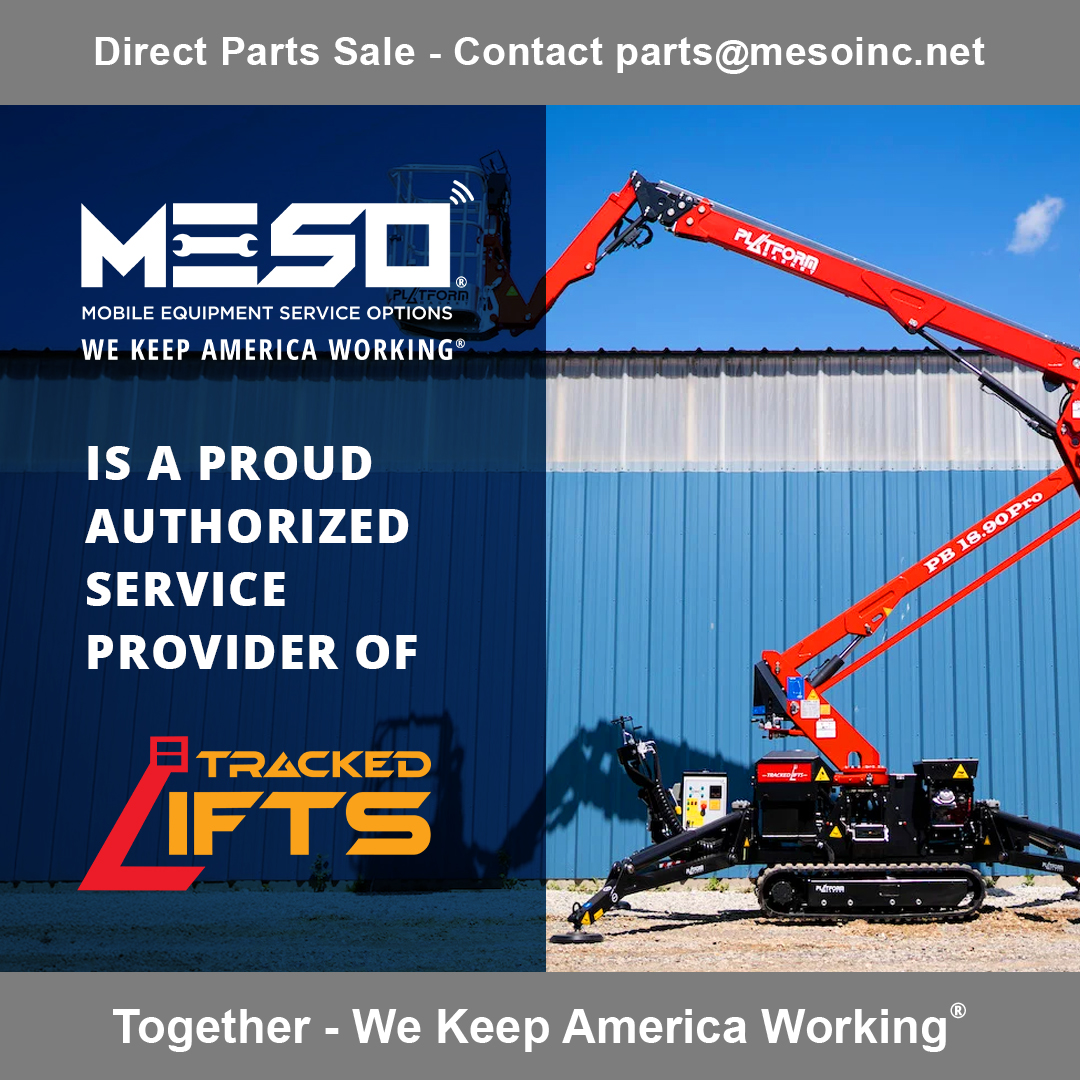 MESO is proud to be your Authorized Service Provider for Tracked Lifts. Tracked Lifts’ innovative equipment is designed to tackle every aerial challenge. Our certified technicians are here to keep your Tracked Lifts equipment operating at peak performance – to get the job done!
