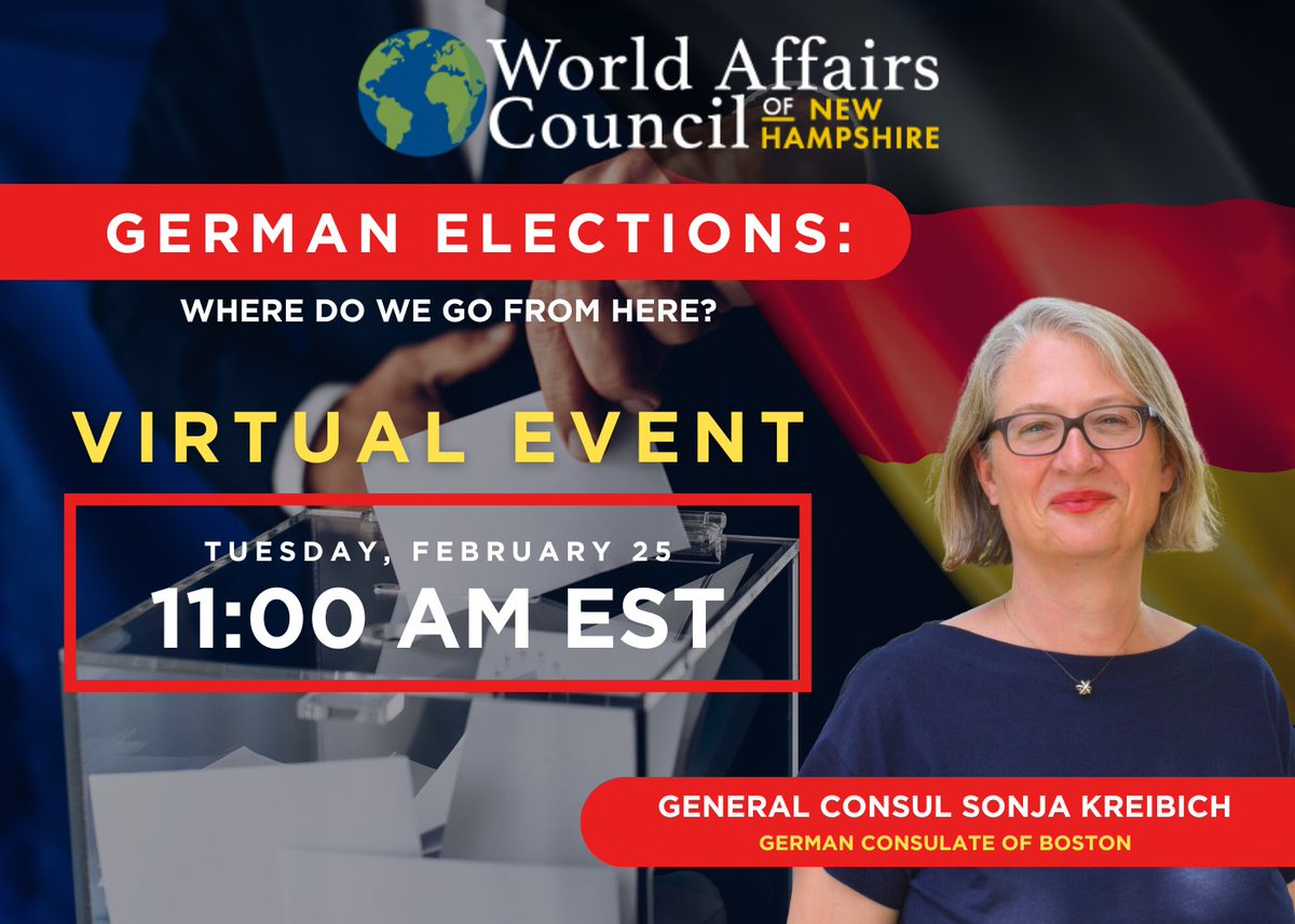 Excited to announce our first speaker program of the year, exploring the outcome of the upcoming #GermanElections. If polling holds true, there are big changes coming for this important country. Join us on Feb 25 for this online discussion. Register at wacnh.org/event-6026623