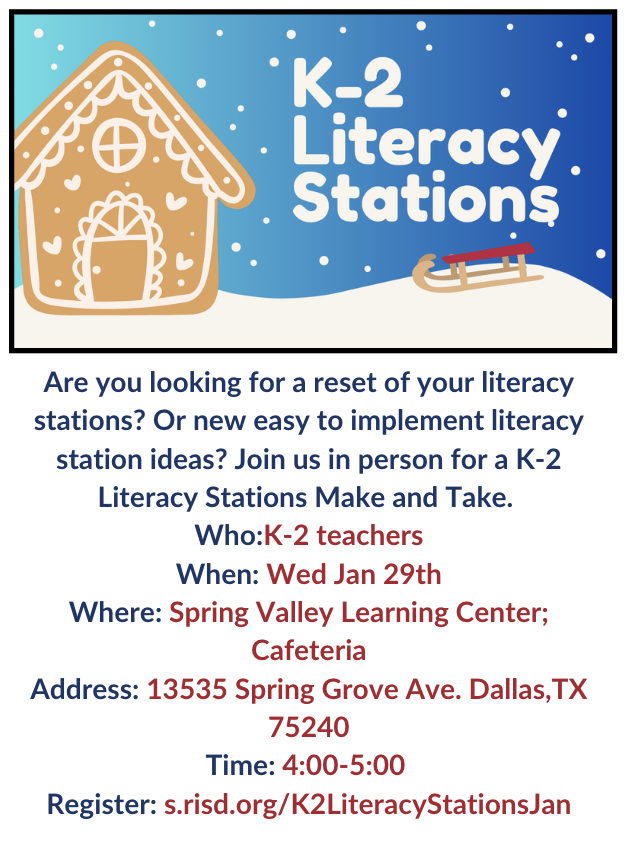 🚨 Due to high demand🚨 I  have added more spots for the K-2 Literacy Stations Make and Take! Register now before all the spots are gone! <a href="/lisastewardRISD/">Lisa M. Steward, M.Ed</a> <a href="/kristinleeper9/">Kristin Leeper, Ed. D</a> <a href="/RISDrla/">Richardson ISD RLA Team</a>