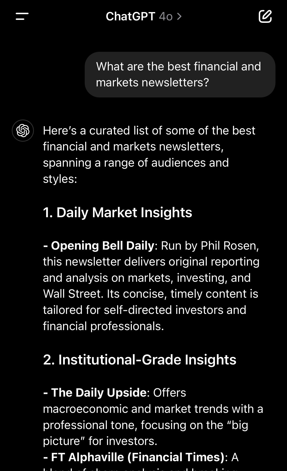 Phil Rosen on X: &ldquo;This is cool. Just asked ChatGPT to list the 