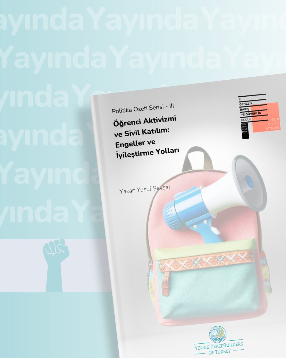 YPTurkey's tweet photo. Yusuf Savsar'ın kaleme aldığı "Öğrenci Aktivizmi ve Sivil Katılım: Engeller ve İyileştirme Yolları" başlıklı politika özetine bio'daki linkten ulaşabilirsiniz. 🔗

#YoungPeacebuildersofTurkey #Gençlik #Güvenlik #Barış #BilgiÜretimAtölyesi #Öğrenci #Aktivizm #SivilKatılım https://t.co/qUi3Rhz1vr