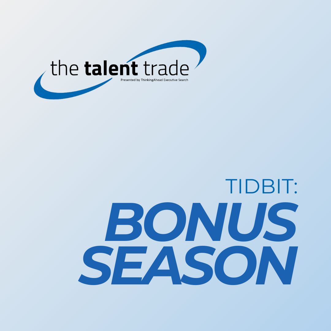 ThinkingAheadES's tweet photo. Bonus season can really get the mental gears turning for a lot of people, both on the hiring side, and those in the job roles. But the money itself is rarely why...

Reflections and wisdom for all bonus season can tell us in this week's Talent Trade Tidbit. https://t.co/iwSm8WyqwX