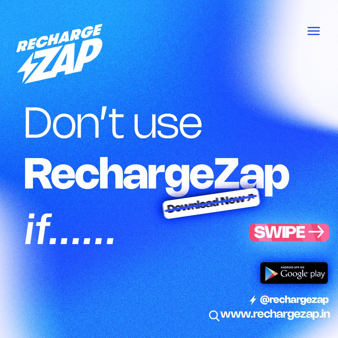 rechargezap's tweet photo. Don’t use RechargeZap if you love late fees, juggling apps, and missing out on rewards! 😉
For the rest of us who prefer instant reminders, secure payments, and ZapCoins, it’s time to switch. 💙
Download RechargeZap now and make your payments hassle-free! ⚡📲 https://t.co/l20hRahwfJ