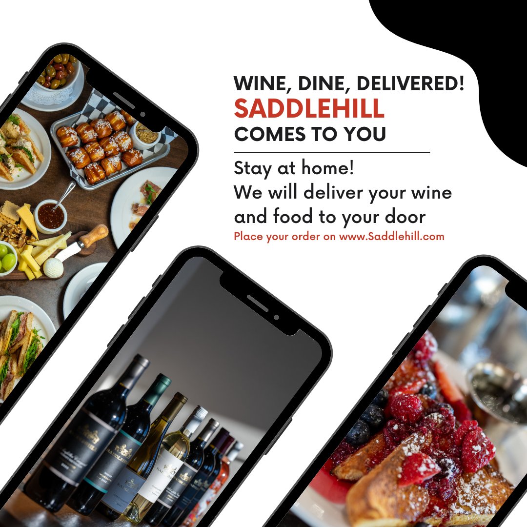 Great news! Saddlehill now delivers! 🍷✨

Enjoy our signature wines and gourmet dishes from the comfort of your home. Whether it's a cozy night in or a special celebration, we’ll bring the Saddlehill experience right to your doorstep.

🌐 Order online: Saddlehill.com