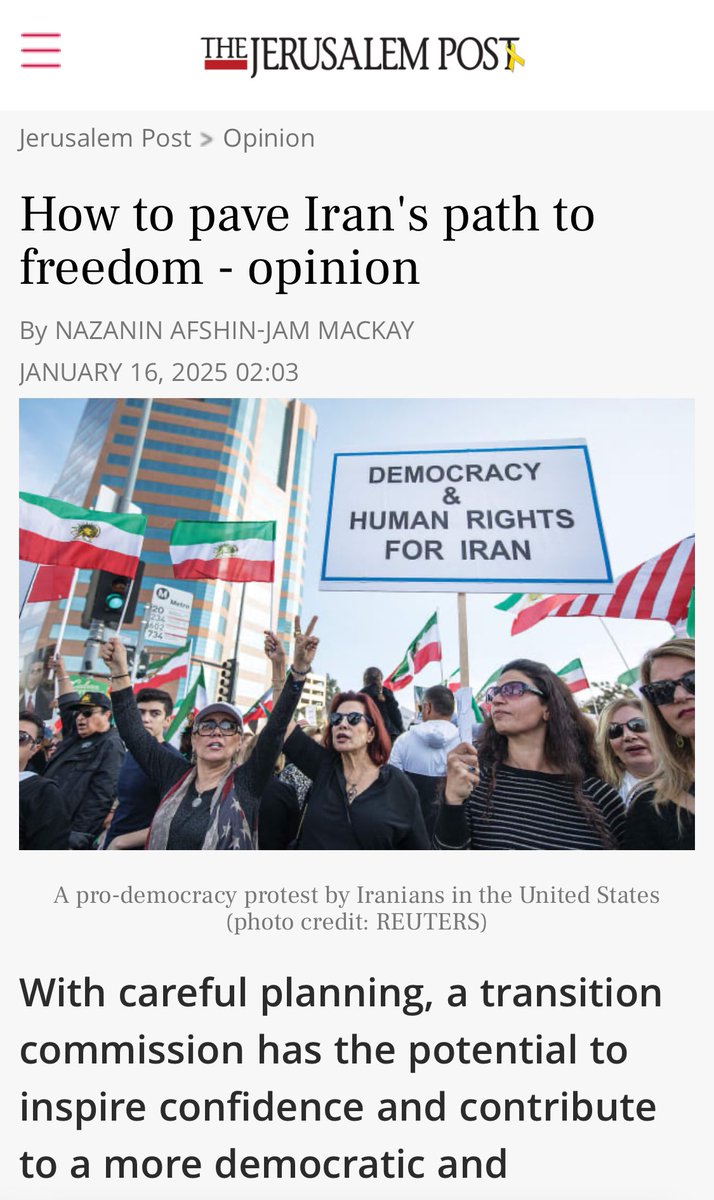 NazaninAJ's tweet photo. It is time for Iranians to think beyond conventional approaches. In my recent @Jerusalem_Post article I suggest a fresh framework and paradigm. “A shift from the tried and tested coalition-building among political opposition groups to a model where technocratic expertise and management take precedence over identity politics.” Link to article: https://t.co/rOf7KoVOBb