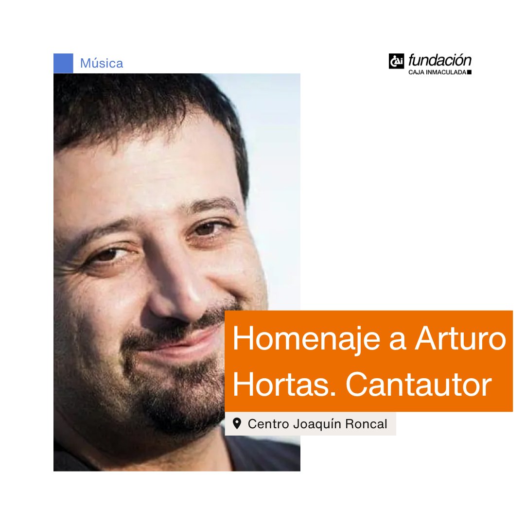 Fundación CAI (@fcajainmaculada) on Twitter photo 🎭 Homenaje al cantautor Arturo Hortas. Únete a este emotivo encuentro lleno de arte, música y amistad.
📩 Inscripciones enviando el número de asistentes a agensxxii@gmail.com.
#fundacioncai #fundacioncajainmaculada #cantautor #musica #homenaje #arturohortas 🎭 Homenaje al cantautor Arturo Hortas. Únete a este emotivo encuentro lleno de arte, música y amistad.
📩 Inscripciones enviando el número de asistentes a agensxxii@gmail.com.
#fundacioncai #fundacioncajainmaculada #cantautor #musica #homenaje #arturohortas