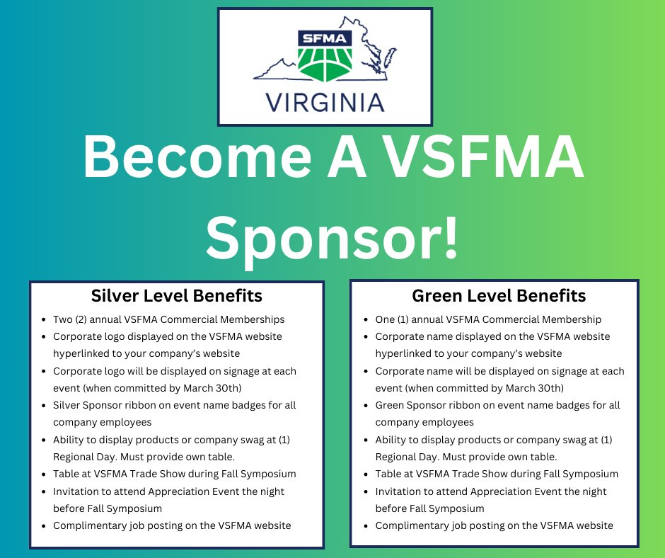 Commercial sponsor opportunities are now open for 2025! Learn more vsfma.org/Sponsorship_Op…