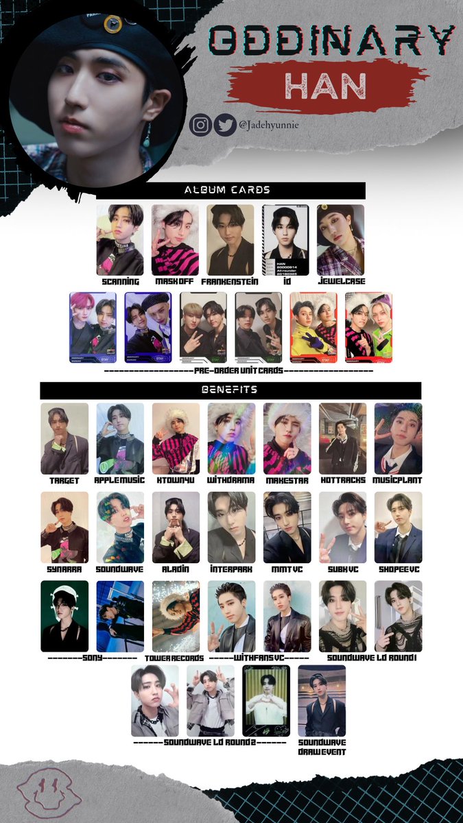 Stray Kids Oddinary Photocard PC Template Individual Member (Album