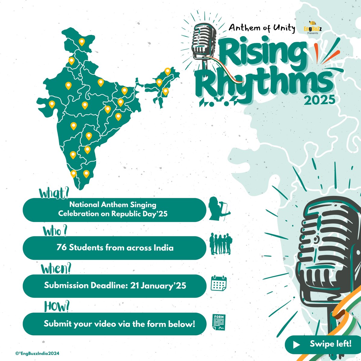 EngbuzzIndia's tweet photo. #AnthemOfUnity2025
Anthem of Unity 2025 – Join the Rising Rhythms! 🇮🇳
Celebrate India’s 76th Republic Day with EngBuzz!
We invite students from Class 1 to Plus Two across India to unite their voices and sing our National Anthem, Jana Gana Mana.

#AnthemOfUnity2025 https://t.co/rvMAf4Zi2a