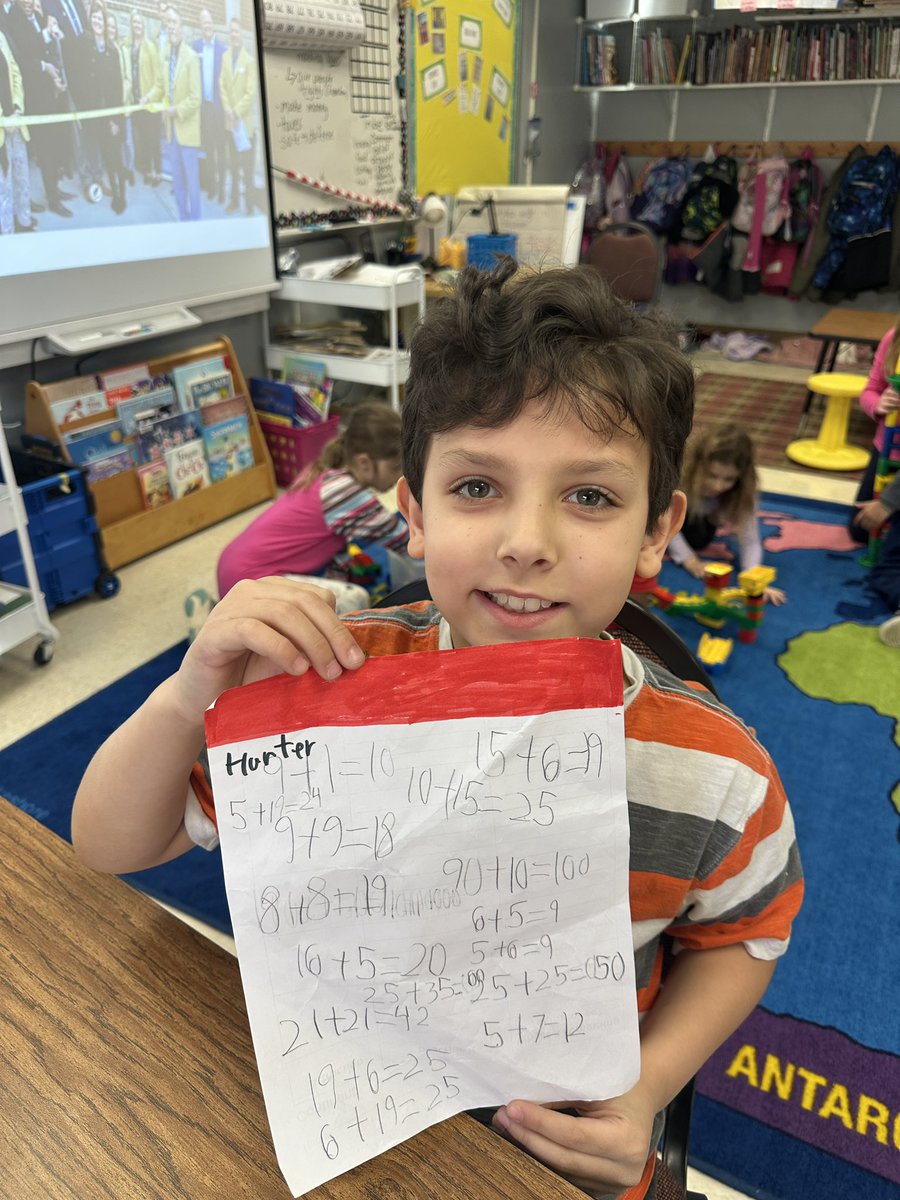 This kiddo chose to work on his math during inside recess. He’s so excited about math!