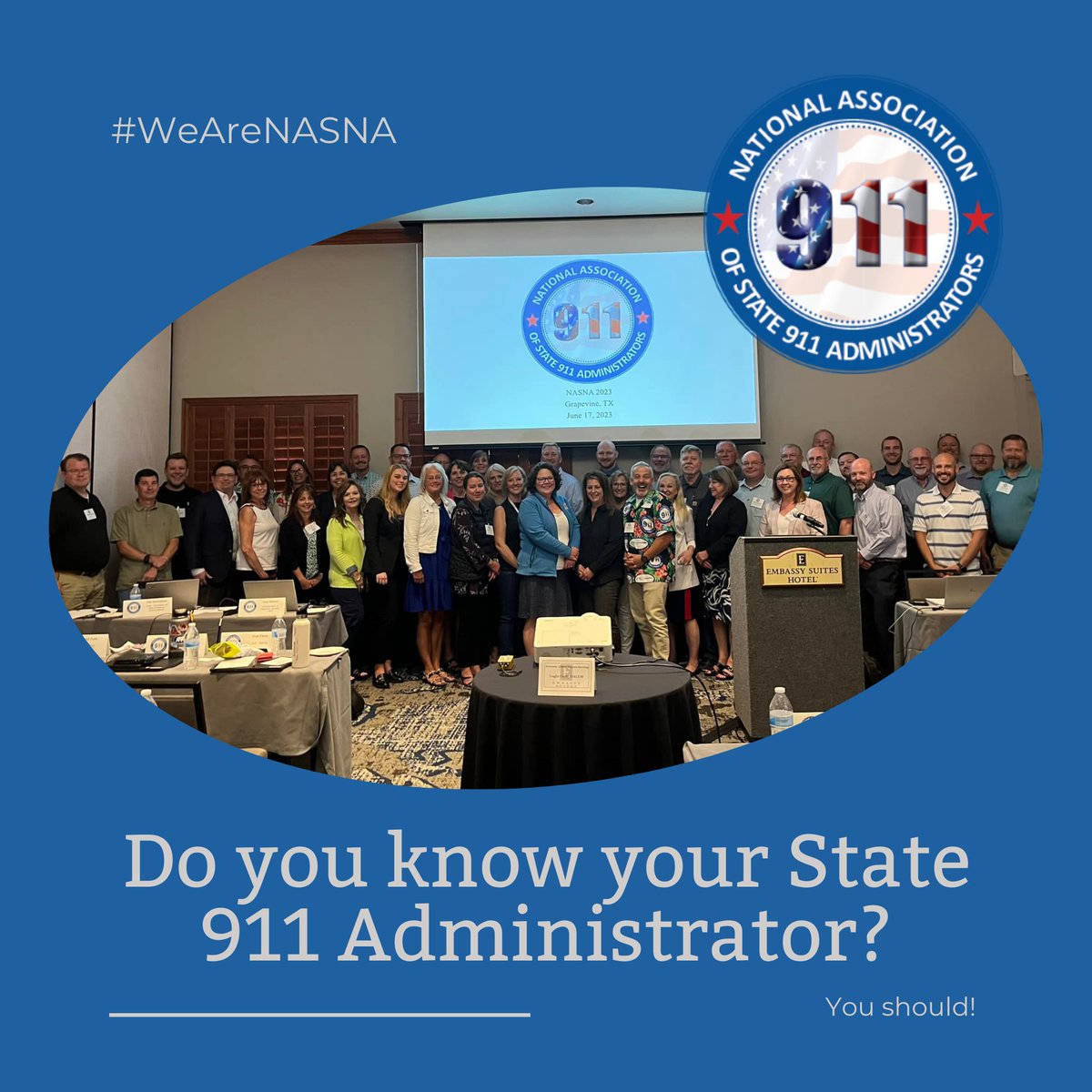 NASNA is proud to support State 911 Administrators across the country.  These hard working, dedicated professionals serve each of their states to reach their public safety goals. 

Get to know your State 911 Administrator!  

#NASNA911 #WeAreNASNA  #ABetter911