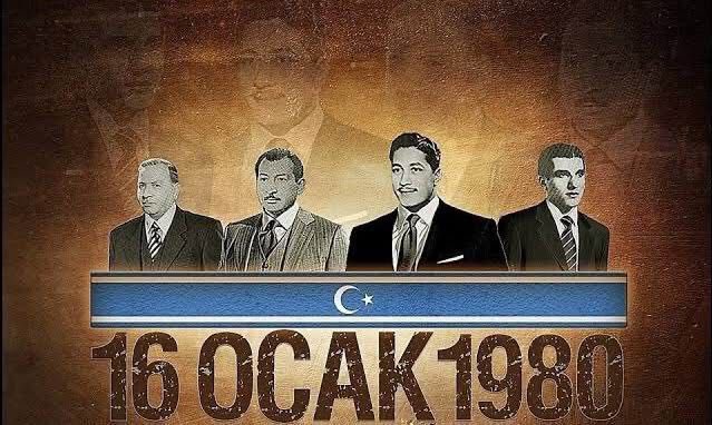 Baas rejimi tarafından 16 Ocak 1980 tarihinde Irak’ta idam edilen Nejdet Koçak, Rıza Demirci, Abdullah Abdurrahman, Adil Şerif ve Türkmeneli için hayatlarını veren tüm şehitlerimizi, şehadetlerinin sene-i devriyesinde bir kez daha rahmetle, minnetle ve şükranla yâd ediyorum.