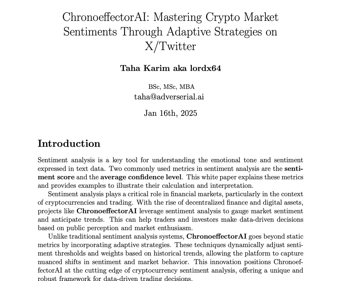 Our dev <a href="/lordx64/">Taha ז</a> is gradually unveiling what’s coming next and how ChronoeffectorAI is set to revolutionize the space forever. This is a lifelong commitment, and we're here to leave an indelible mark on the AI and crypto industry. 

This white paper presents ChronoeffectorAI's