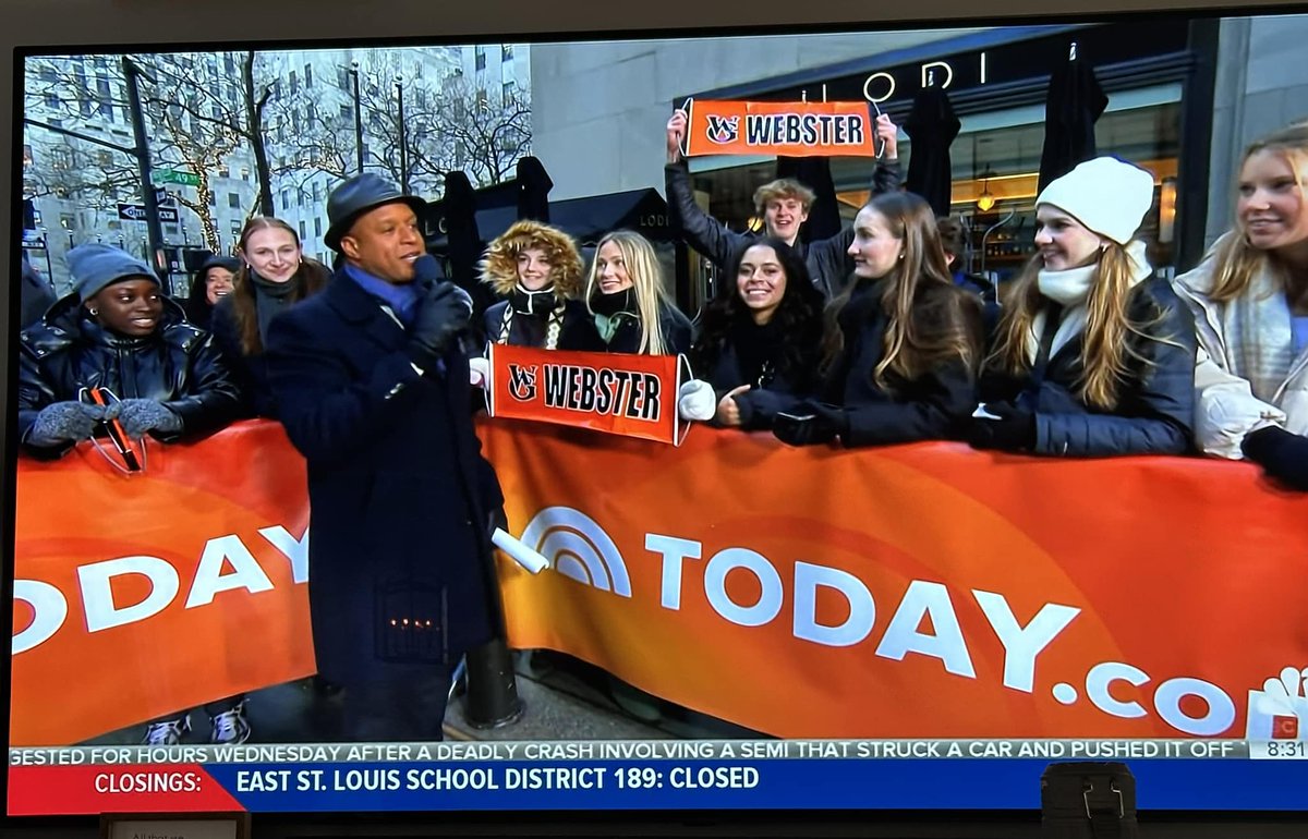 Webster Groves High School students show off their school spirit outside of the TODAY show headquarters during their trip to NYC!