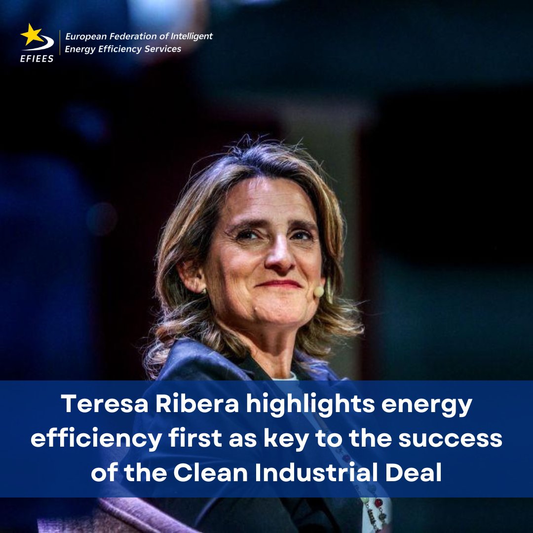 At Bruegel's #CleanIndustrialDeal conference, VP Teresa Ribera stressed the role of energy efficiency first to support EU industries &amp; citizens:

"Facilitation to improve efficiency and energy savings is going to be very important"

#EnergyEfficiencyFirst #CleanIndustrialDeal