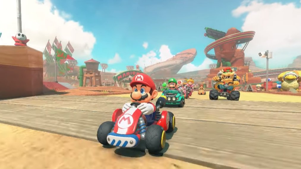 IGN's tweet photo. Nintendo has officially revealed the Nintendo Switch 2 and Mario Kart 9 alongside it, which appears to confirm 24 person races for the first time in series history. https://t.co/8ibQ5FAiYD https://t.co/s9zuPjCALi