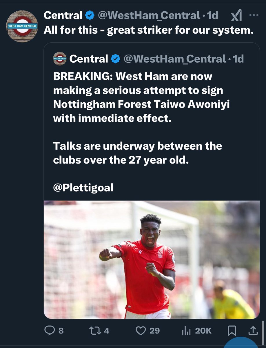 Wouldy123's tweet photo. @WestHam_Central Isn’t this your tweet? https://t.co/8W2dThnMOl