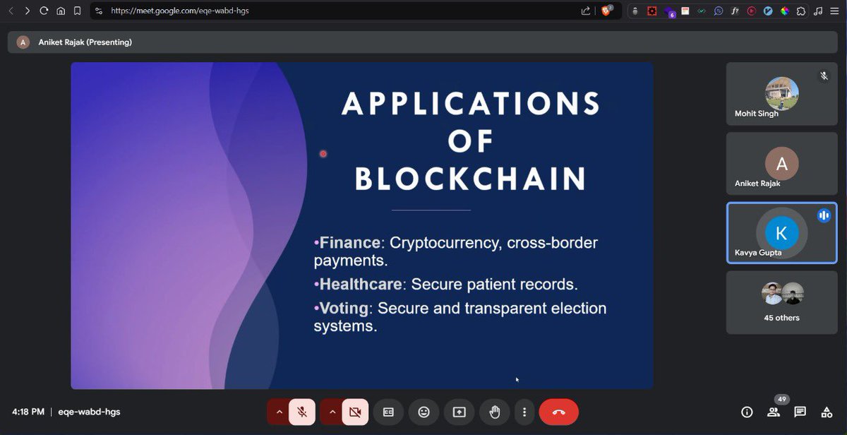 CSonepat21802's tweet photo. 🎉 What an incredible session!

Thank you to everyone who joined us for Blockchain 101 by ICP Crewsphere Club. We explored blockchain basics &amp; applications in finance, healthcare, and more.

Your enthusiasm made it a huge success! 🚀
#Blockchain101 #ICPEvent #BlockchainTechnology https://t.co/jr2Ovp1k1C