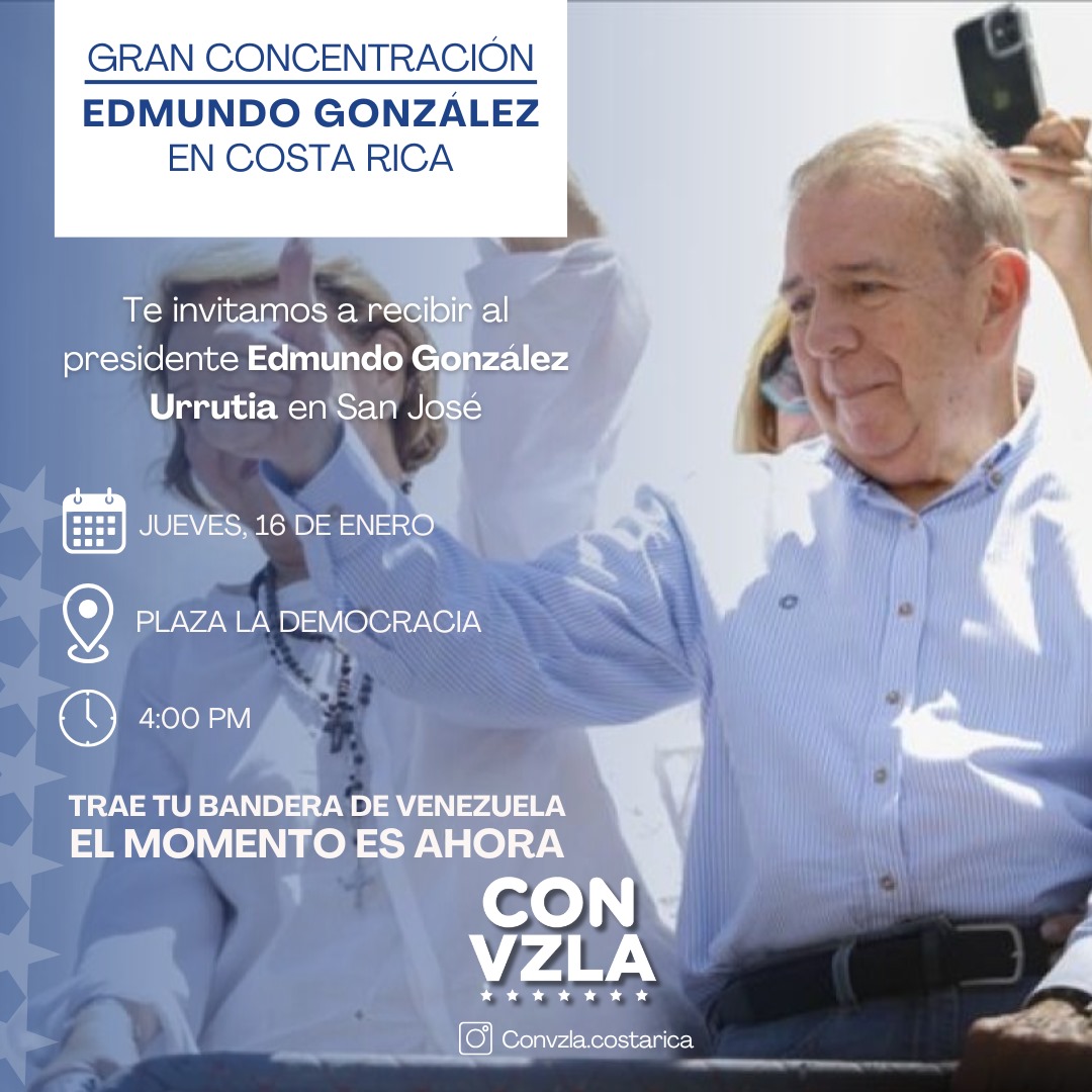 UHN_Plus's tweet photo. 🇻🇪 | ÚLTIMA HORA

María Corina Machado llama a los venezolanos en Costa Rica a respaldar al presidente electo, Edmundo González Urrutia, en un acto hoy a las 4:00 p. m. en la Plaza de la Democracia. “Montados en el ring dentro y fuera de Venezuela”, expresa la líder opositora. https://t.co/9q0xQP6Bqc
