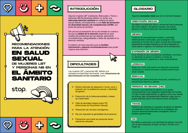 cesida_esp's tweet photo. 📢 Desde @StopsidaONG nos comparten: "Recomendaciones para la atención en salud sexual de mujeres LBT y personas NB en el ámbito sanitario". 🏳️‍🌈💜

Descarga el folleto aquí 👉 https://t.co/Mm32cArVUj https://t.co/eAt53fts6v