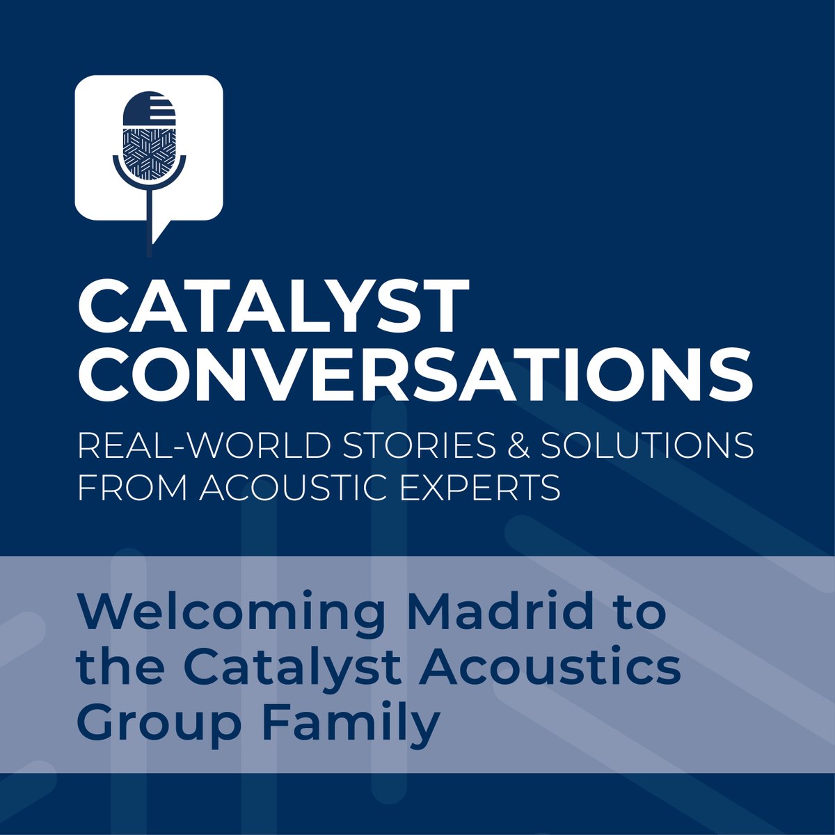 Madrid is the featured topic on the newest episode of the Catalyst Conversations podcast! Listen in as we dive into the details of our recent acquisition by <a href="/CAG_Acoustics/">Catalyst Acoustics Group</a> and vision for the future.

🔗  hubs.ly/Q032QpQM0

#podcast #acquisition #acoustics
