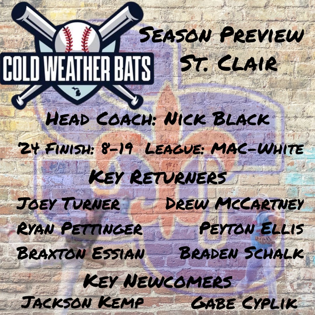 Preview season rolls on! Next up is <a href="/StClairHSBSBL/">St Clair High School Baseball</a>, finally senior-laden with lots of firepower on the mound. 

Subscribe to our Patreon for ALL of our written content—Regional Champion tier unlocks anything we’ve ever posted to our site. 

Patreon.com/ColdWeatherBats