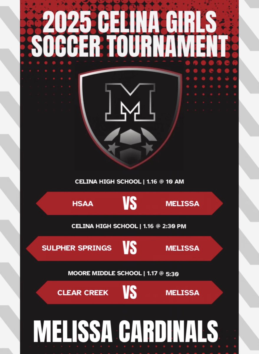 Tournament Day! <a href="/melissahssoccer/">Melissa Soccer</a> #redred <a href="/LethalSoccer/">Coach Duque</a> <a href="/PrepSoccer/">Prep Soccer ⚽️</a> <a href="/PrepSoccerTX/">Prep Soccer Texas</a> <a href="/TheSoccerWire/">SoccerWire</a> <a href="/TopDrawerSoccer/">TopDrawerSoccer</a> <a href="/ImYouthSoccer/">ECNL/GA/Recruiting/College Soccer</a> <a href="/ImCollegeSoccer/">College Soccer Truth ™</a> <a href="/1MHSCardinals/">Melissa Athletics</a>