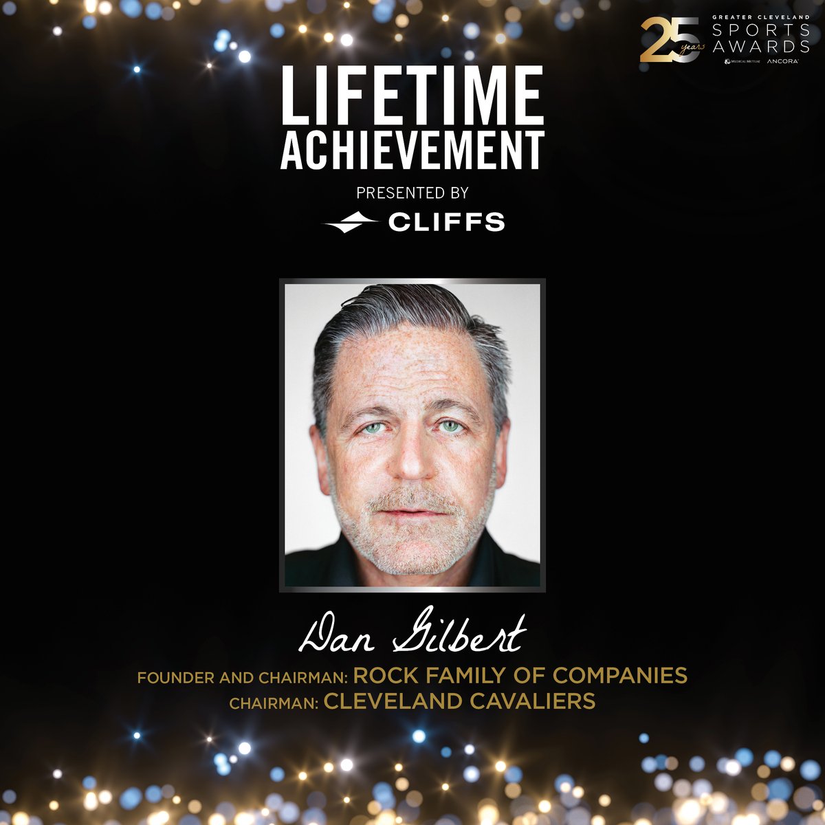 Greater Cleveland Sports Commission (@clesports) on Twitter photo The Greater Cleveland Sports Awards are proud to announce that Dan Gilbert, chairman of the <a href="/cavs/">Cleveland Cavaliers</a> and founder and chairman of Rocket Companies, will be honored with the Lifetime Achievement Award, presented by <a href="/CLE_CLF/">ClevelandCliffs</a>. This award is given annually to a person who has dedicated The Greater Cleveland Sports Awards are proud to announce that Dan Gilbert, chairman of the <a href="/cavs/">Cleveland Cavaliers</a> and founder and chairman of Rocket Companies, will be honored with the Lifetime Achievement Award, presented by <a href="/CLE_CLF/">ClevelandCliffs</a>. This award is given annually to a person who has dedicated