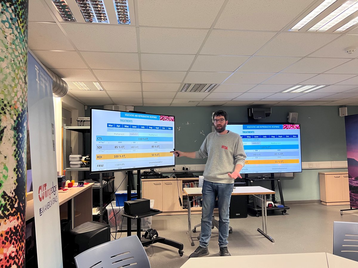 Dr.  Victor Blanco (<a href="/irtacat/">IRTA</a> )  talk at
<a href="/CUTingedgelim/">CUTing Edge</a> on the continuous measurement of tree #water #status and on examples of application of #deficit #irrigation protocols on #fruit #tree crops

<a href="/PrimesoftE/">PRIMESOFT_Horizon Europe</a>
<a href="/CyUniTech/">Cyprus University of Technology</a>
