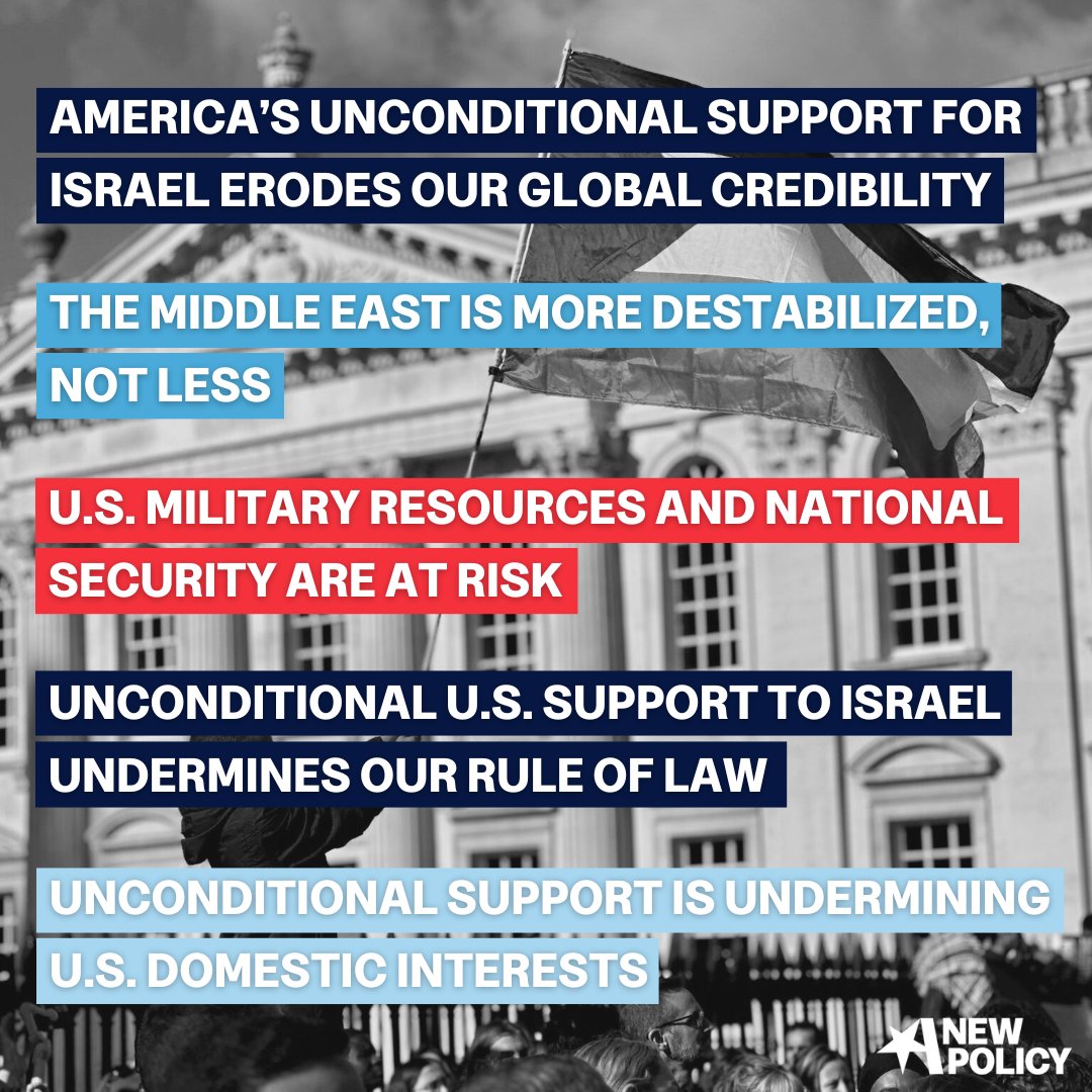 anewpolicyorg's tweet photo. Unconditional support for Israel is more than policy—it’s a strategic misstep with global consequences. 

📃🚨 Our new report 'Not in America’s Interest: Why Unconditional Support for Israel is Bad for America, &amp; Americans' is out. Read the analysis here:
https://t.co/edMf2YIRjR https://t.co/qIEvjBzVLE
