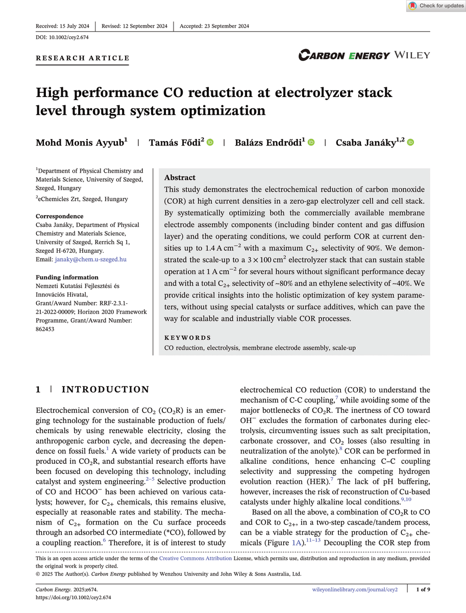 eChemicles (@echemicles) on Twitter photo Have you read the first technical publication on extending <a href="/eChemicles/">eChemicles</a>'s activities towards electrochemical #ethylene production?
Tamas Fodi and <a href="/JanakyLab/">JanakyLab</a> have co-authored a paper with Balázs Endrődi and Mohd Monis Ayyub from <a href="/Uni_Szeged/">University of Szeged</a>, which was published in <a href="/CarbonEnergy2/">Carbon Energy</a>. Have you read the first technical publication on extending <a href="/eChemicles/">eChemicles</a>'s activities towards electrochemical #ethylene production?
Tamas Fodi and <a href="/JanakyLab/">JanakyLab</a> have co-authored a paper with Balázs Endrődi and Mohd Monis Ayyub from <a href="/Uni_Szeged/">University of Szeged</a>, which was published in <a href="/CarbonEnergy2/">Carbon Energy</a>.