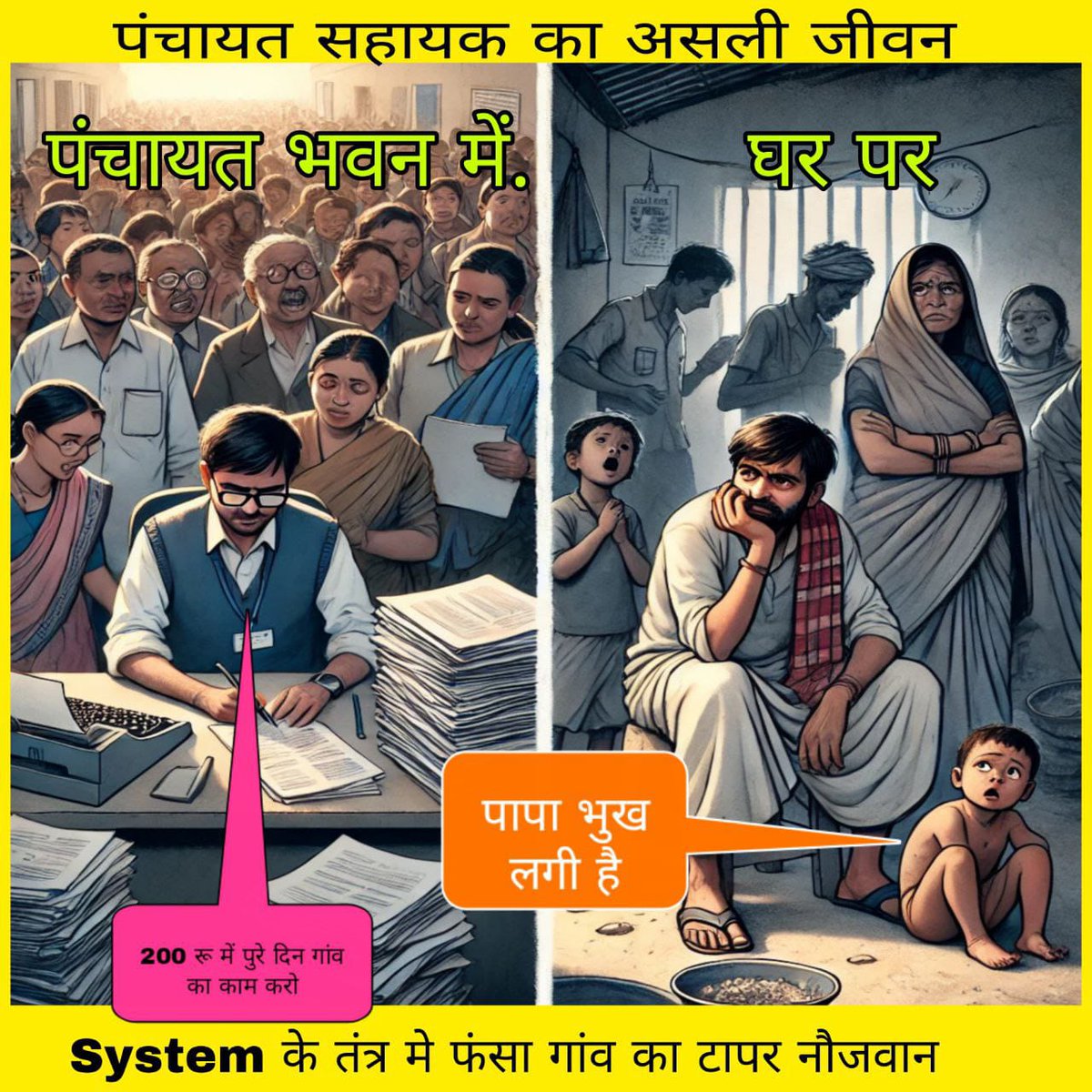 AwdheshPdGarg's tweet photo. पंचायत सहायक ❌
बंधुआ मजदूर ✅
#अल्प_मानदेय_6000 पर पंचायत सहायक दिन रात मेहनत करता है लेकिन जब कुछ मिलने को होता है तो इन्हें कुछ नहीं मिलता मिलती है सिर्फ मुसीबतें , धमकी  । 
#पंचायत_सहायक_भी_हकदार है और इन्हें सम्मान जनक वेतन दिया जाए प्रधान सचिव के चंगुल से मुक्त किया जाए । https://t.co/gWiPMl8uwX