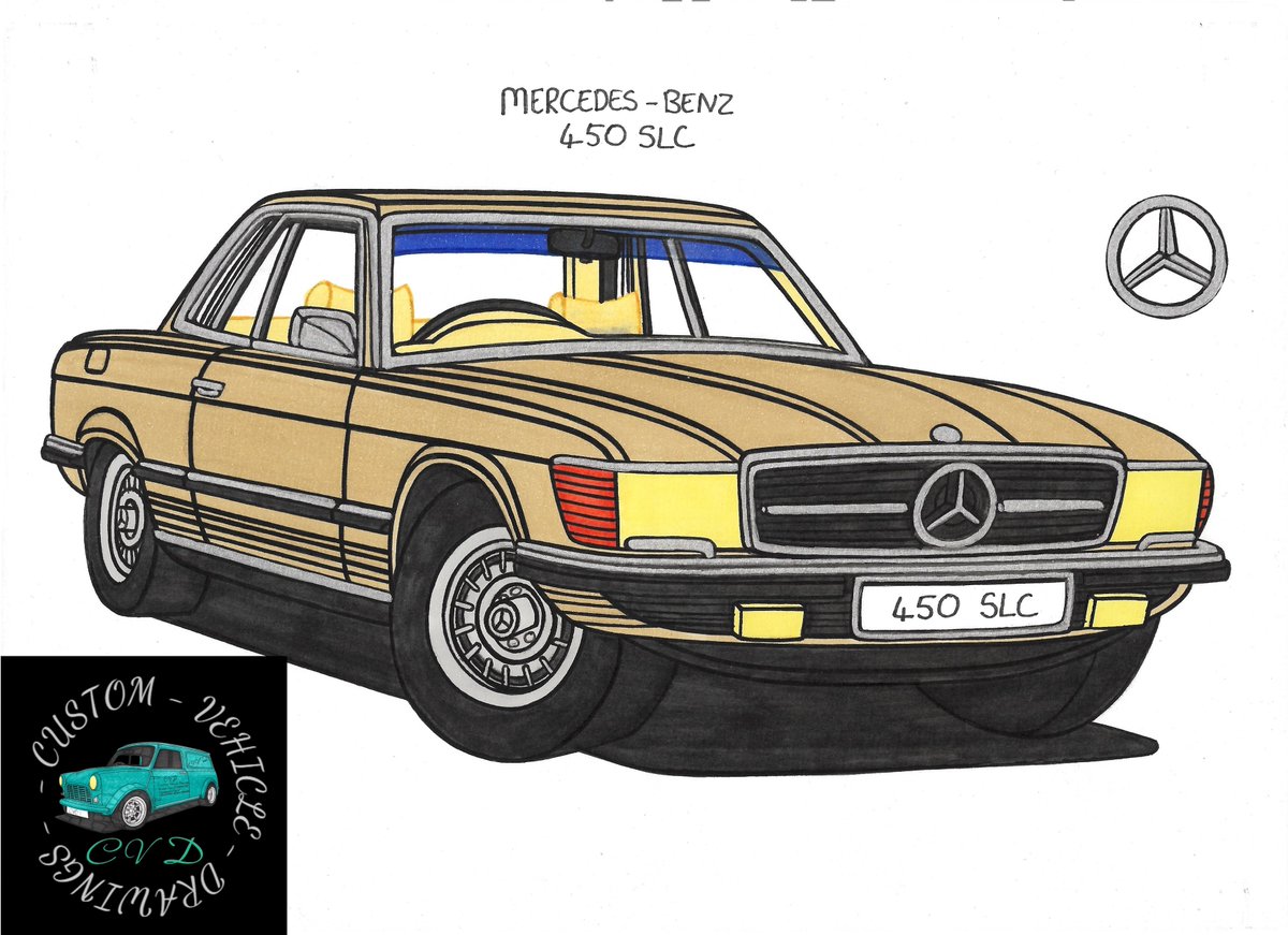CustomCvd's tweet photo. Hi all, todays drawing in my all new drawing series Midlife Crisis Cars; and the first in a new section Undertaking The Jonses; Is a German classic. #mercedescars #mercedes450slc #mercedesr109 #mercedescarsuk https://t.co/tFT5okCd5x