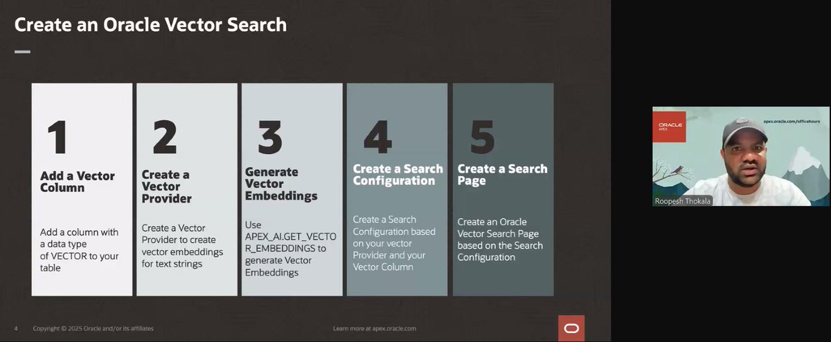 drdalvi's tweet image. Wow, great to see the easy way to implement vector search in #orclapex apps, in new release...
@inoaug @4iAppsOracle #lowcode @Oracle