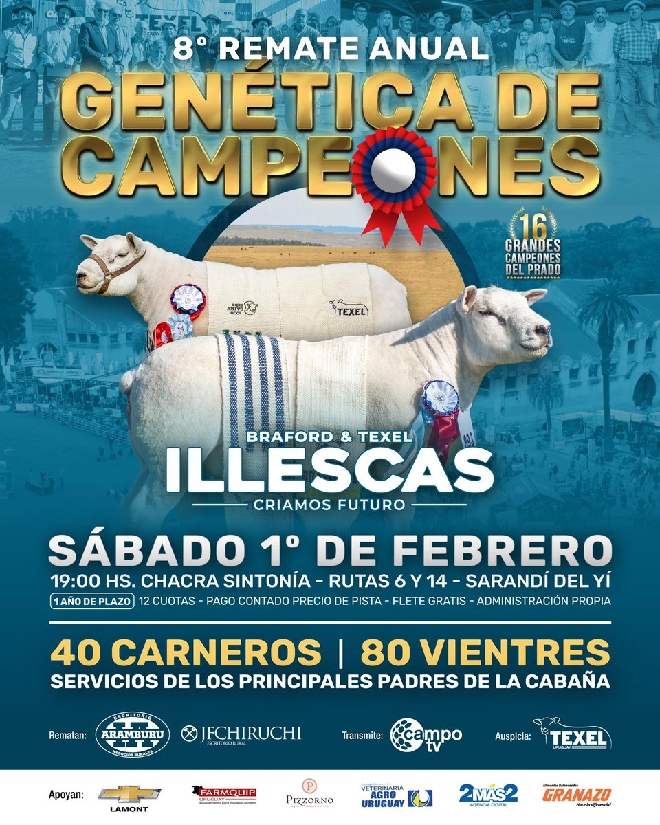 Con la mejor oferta Texel del país, cordialmente invitados a nuestro 8 Remate Anual