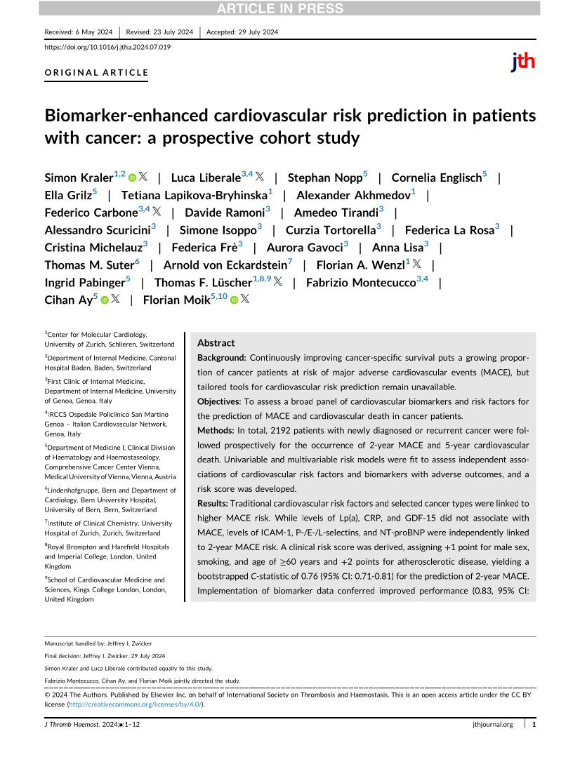 SanMartino_Ge's tweet photo. Il 42% dei pazienti oncologici è a rischio di sviluppare patologie cardiovascolari, ma sono stati scoperti fattori che migliorano la capacità di prevederne il rischio cardiovascolare, aprendo la strada a strategie preventive personalizzate.
@liberale_luca
https://t.co/LNjcBBE1S4 https://t.co/zjzpBH8j6A