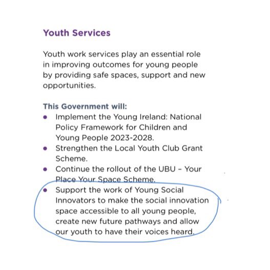 GMF1962's tweet photo. Delighted that the work of Young Social Innovators @YSInow in making access to social innovation to all young people is actively supported in the #ProgrammeForGovernment . YSI builds future leaders, develops skills and gives youth a voice. #youthvoice #future #socialinnovation https://t.co/heM7KIhrn5