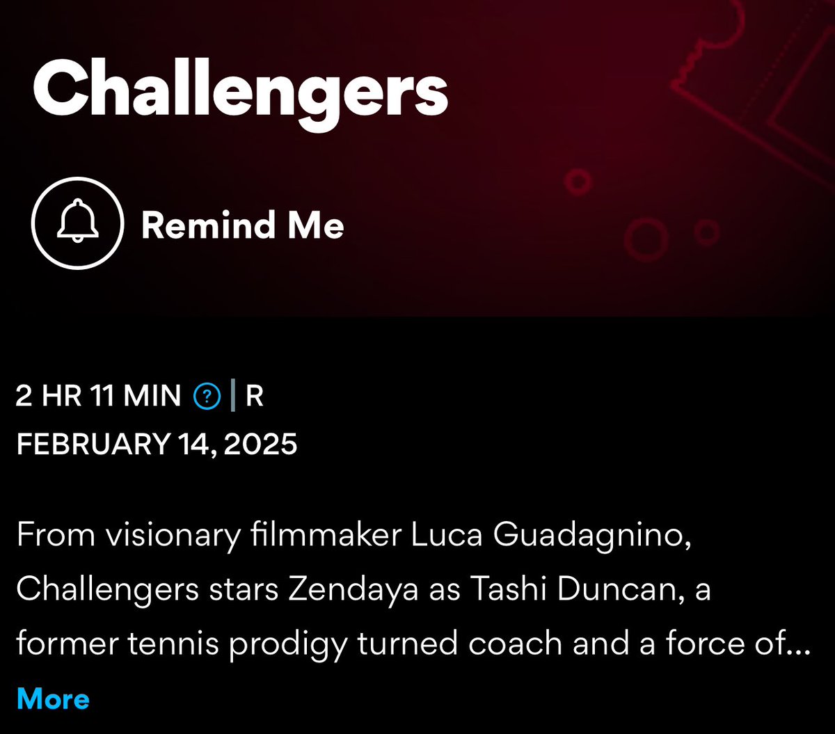 filmlver's tweet photo. challengers back in theaters on valentine’s day…never kill yourself! https://t.co/XiRtvjxGTK