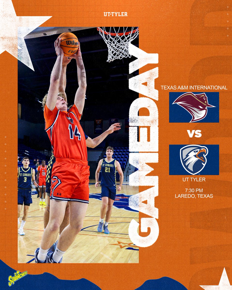 UT Tyler Patriots (@uttylerpatriots) on Twitter photo MBB | IT'S GAME DAY!
<a href="/uttylermbb/">UT Tyler Men's Basketball</a> will take on Texas A&M International on the road tonight to kick off a two game road trip!
STATS: tinyurl.com/4b9ckn6v
STREAM: tinyurl.com/23kthk34
#SwoopSwoop MBB | IT'S GAME DAY!
<a href="/uttylermbb/">UT Tyler Men's Basketball</a> will take on Texas A&M International on the road tonight to kick off a two game road trip!
STATS: tinyurl.com/4b9ckn6v
STREAM: tinyurl.com/23kthk34
#SwoopSwoop