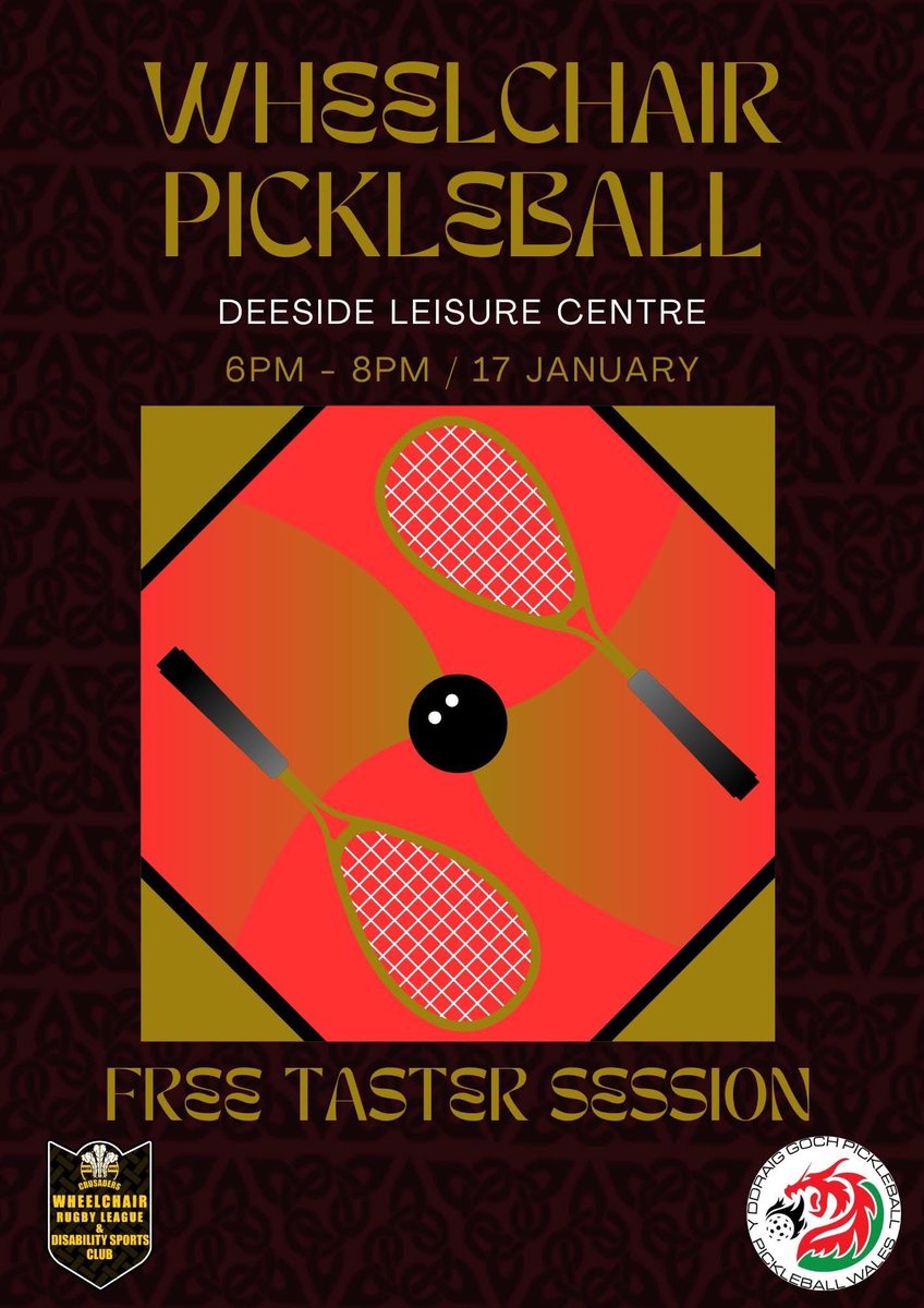 NWCWhRLandDSC's tweet photo. Wheelchair Pickleball comes to Wales!!

In partnership with @PickleballWales, #NWCrusadersWhRL will host a FREE taster session TOMORROW at Deeside Leisure Centre.

For more information👉 info@crusadersdisabilitysportsclub.co.uk https://t.co/0D6x6ejs15