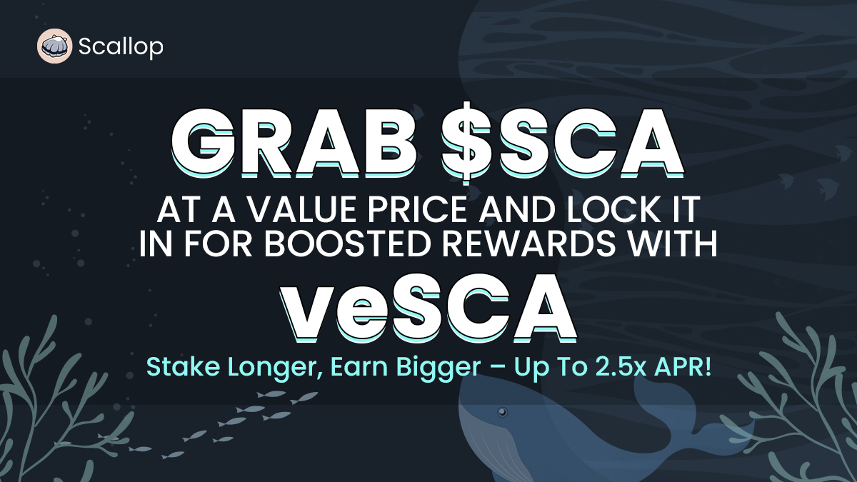 sui_circle1's tweet photo. Smart moves are made in the dip! 🌊  
The market may be down, but opportunities are up! 📉➡️📈 
Now’s the perfect time to grab $SCA at a value price.  
Be part of the journey. Stake now, surf later! 🌊 #ScallopIsSurfing #CryptoRewards @Scallop_io https://t.co/SuEy15VbFs