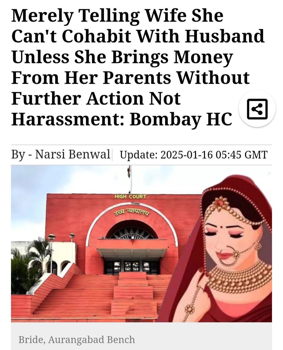 Media is using wrong titles to mislead the readers and to create unnecessarily outrage for a false case like this. #FalseCase

"The bench pointed out that the wife in the instant case, failed to properly bring on record, the exact dates as to when such demands were made, and as