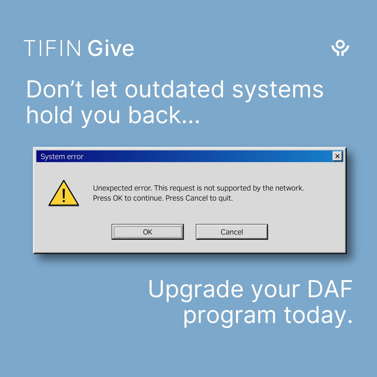 Give, A TIFIN Company (@tifingive) on Twitter photo Don’t let outdated systems hold you back. With <a href="/TIFINGive/">Give, A TIFIN Company</a>, DAF transfers are simple, accounts are created in minutes, and administration is a breeze. Give your clients the modern experience they deserve.
Upgrade your DAF program today: hubs.li/Q032KGj70 Don’t let outdated systems hold you back. With <a href="/TIFINGive/">Give, A TIFIN Company</a>, DAF transfers are simple, accounts are created in minutes, and administration is a breeze. Give your clients the modern experience they deserve.
Upgrade your DAF program today: hubs.li/Q032KGj70