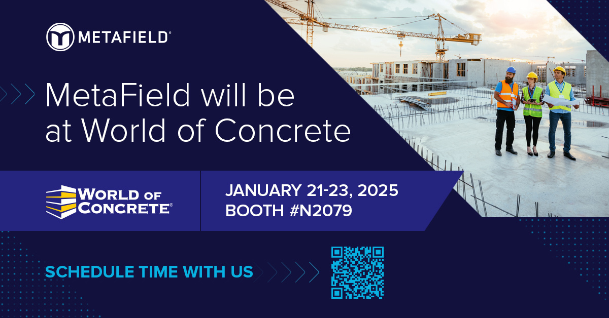 MetaField is heading to World of Concrete! Visit us at Booth N2079 to see how we’re transforming field &amp; lab operations. Let’s connect—schedule time to chat or just stop by! hubs.ly/Q032HC1-0