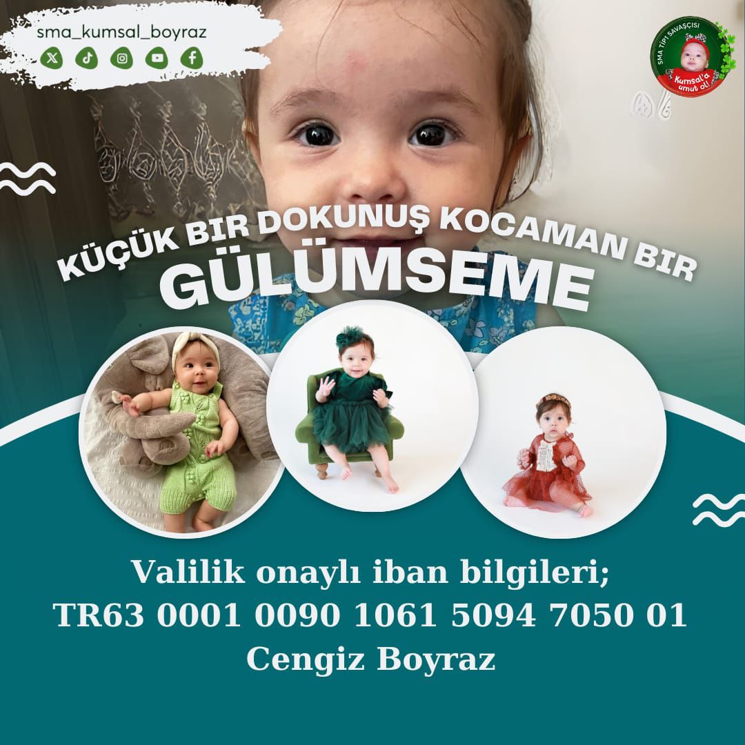 Sma Tip 1 savaşçısı Kumsal Boyraz, yetilerini kaybetmeden elinden tutup umudu olalım. 💚
Destekleriniz Kumsal'a nefes olacaktır. 🍀

#perşembe Ekrem İmamoğlu #bist100 Verilen Sözler Tutulsaydı #XRP #Ripple #StajyerÇırakMağdurOlmayacaktı
#xu100 Hamas #Gaza #Gazze #MEBFestival