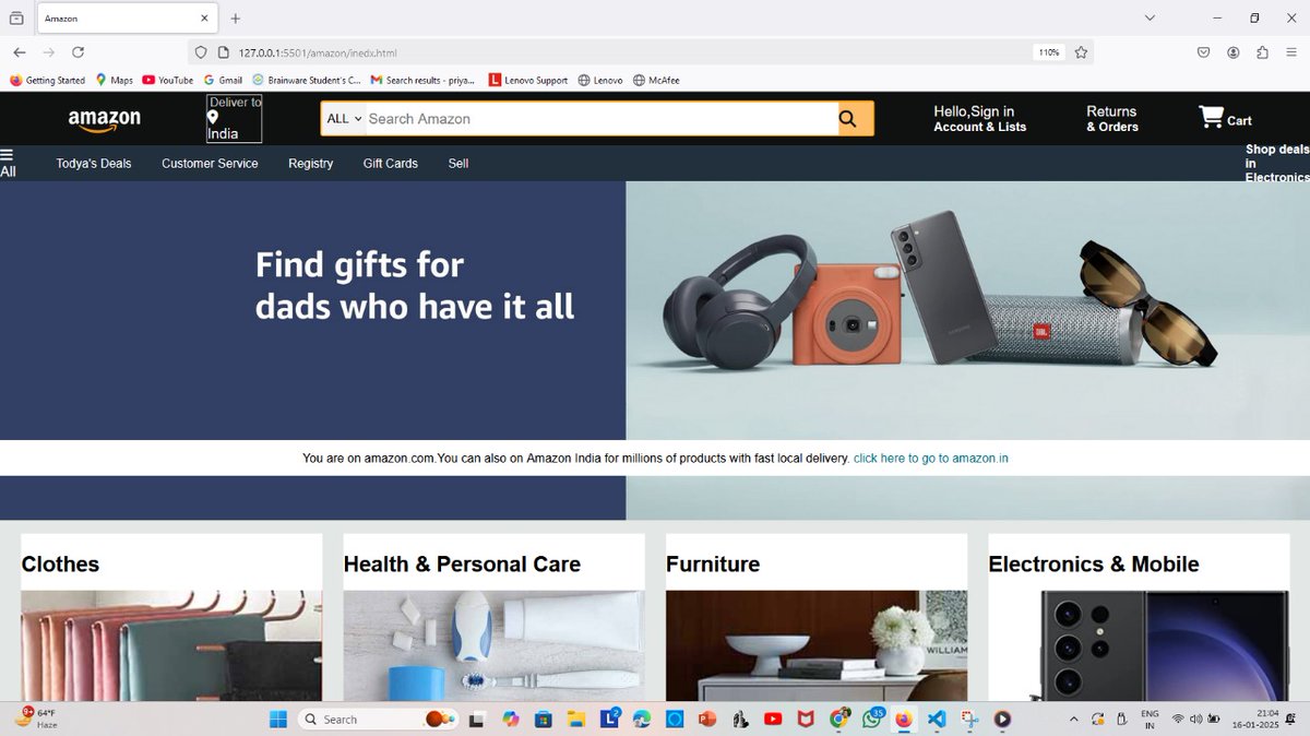 i_priyanshu24's tweet photo. π Just built my very own **Amazon Clone**! ππ» A seamless e-commerce experience from scratch with features like product listing, cart, and checkout! ποΈπ₯ Perfecting my skills one project at a time. What do you think? π‘β¨
#AmazonClone #WebDevelopment #TechProject #CodingLife https://t.co/5i3wjjqR31