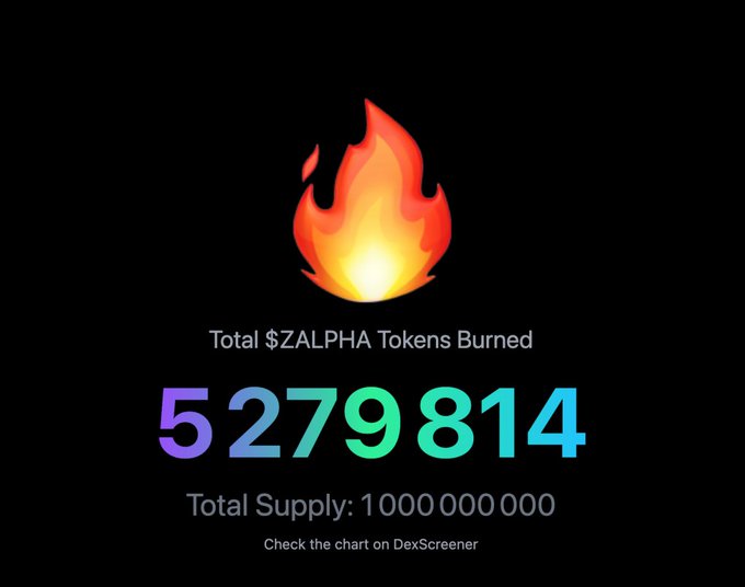 ⚡️ ZALPHA supply reduction in full swing!⚡️

ZALPHA's supply continues to shrink! 🔥

@zapalpha_'s burn-to-access model The burn-to-access model works like a charm! 

Tokens are burned, reducing supply, and holders get access to amazing Telegram bots. 

See the latest burn count