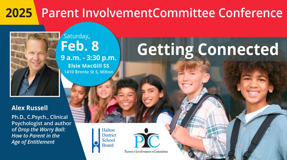 The HDSB invites parents/guardians/community members to attend the 2025 Parent Involvement Committee Conference: Getting Connected on Saturday, Feb. 8, from 9 a.m. to 3:30 p.m. at Elsie MacGill Secondary School in Milton.

Register by Friday, Jan. 24: bit.ly/3C9xSqf